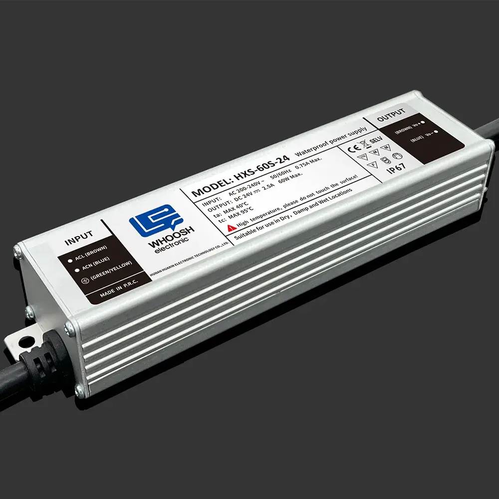 IP67 60W 12V 24V suya davamlı enerji təchizatı Silikon tam möhürlənmiş İnteqrasiya edilmiş Alüminium Korpus Zavod qiyməti